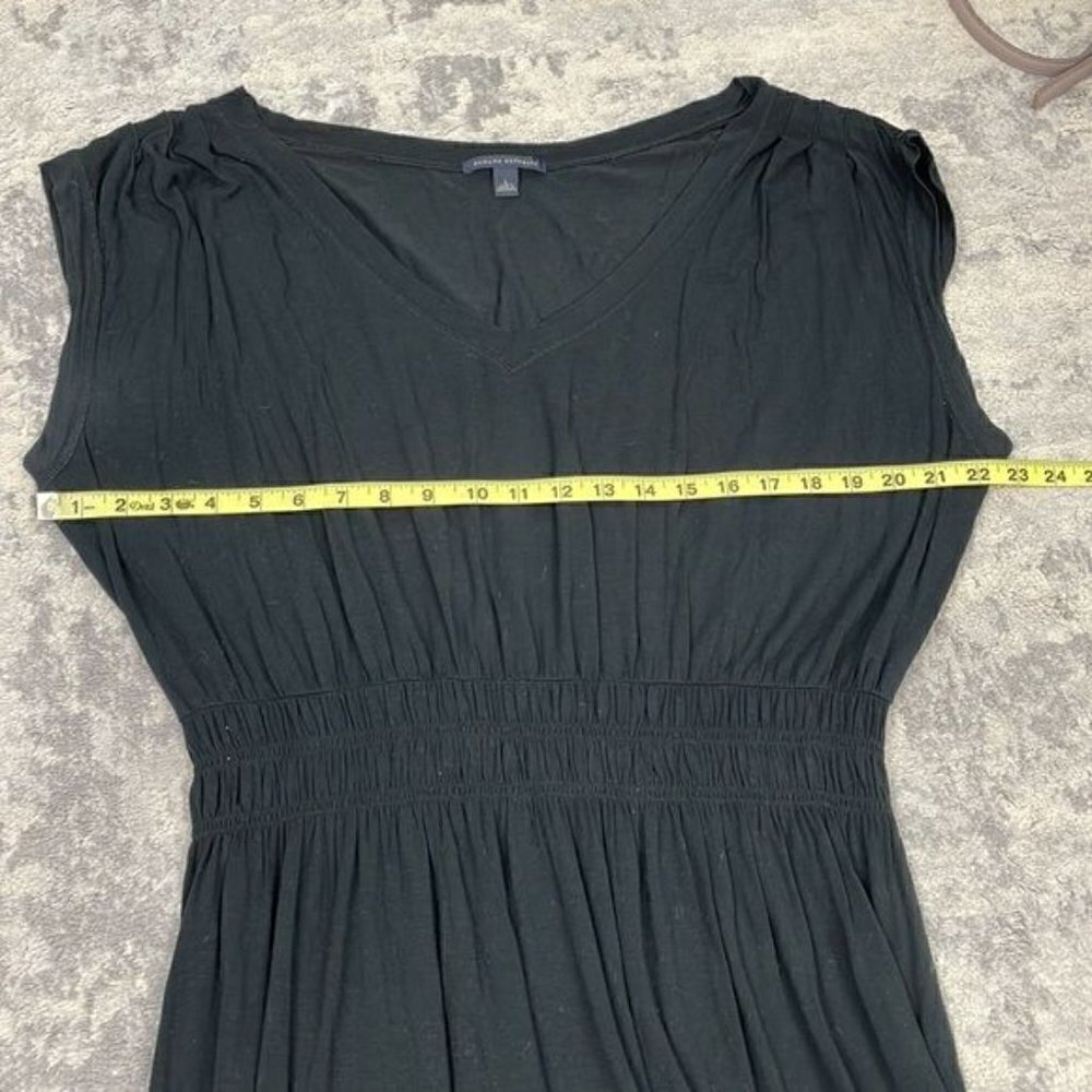 Banana Republic Black Modal Sleeveless V Neck Smocked Waist Dress Casual Sz L - Picture 6 of 9